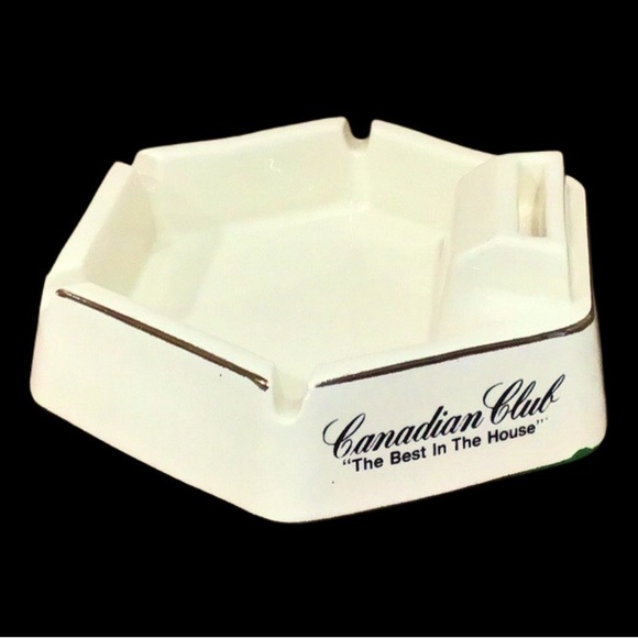 Vintage Canadian Club The Best in The House Cream Ashtray & Match Book Holder - Picture 5 of 8
